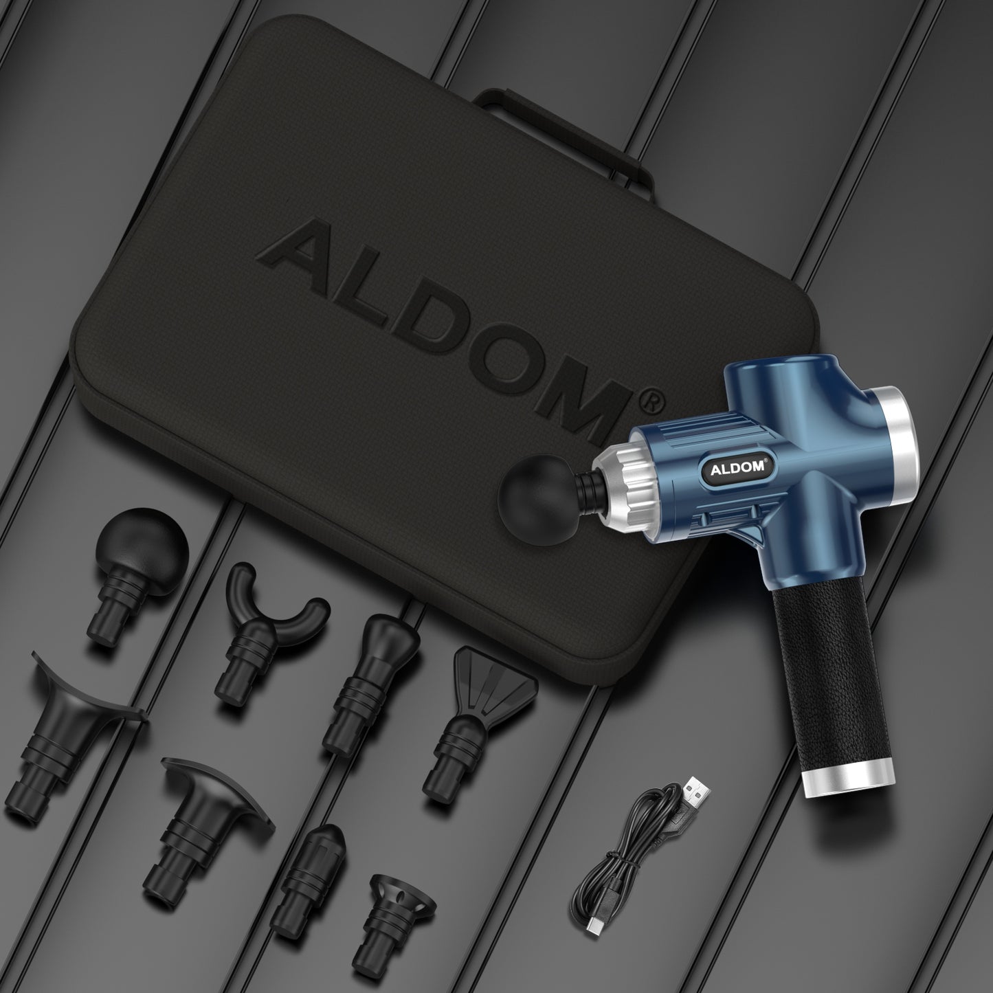 Pistola Massaggio Muscolare, ALDOM Pistola Massaggiante Muscolo Profondo Tessuto 30 Velocità Pistola Massaggiatore 48000 RPM Portatile Massage Gun per Muscoli con 8 Testine e Ricarica USB-C