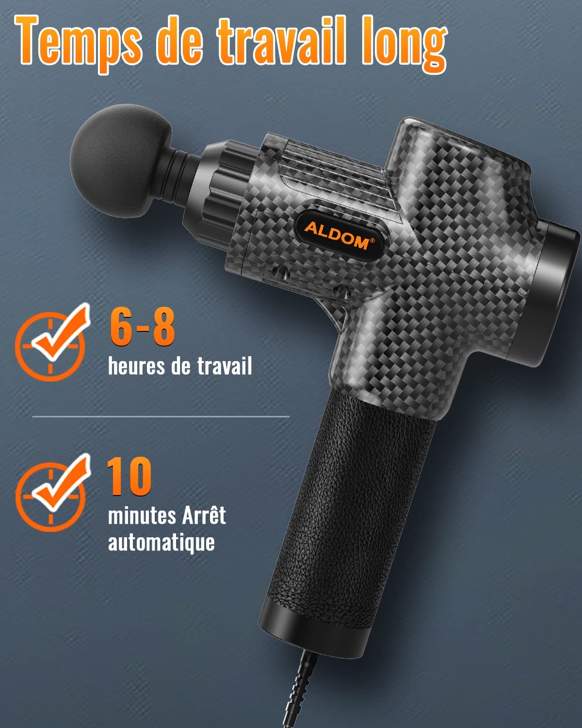 Pistolet de Massage Musculaire ALDOM Appareil de Massage Masseur de Muscle Profonds avec 30 Niveaux Réglables, 6 Têtes de Massage et l'Écran LCD Pour Soulager Douleurs et Raideurs Musculaires