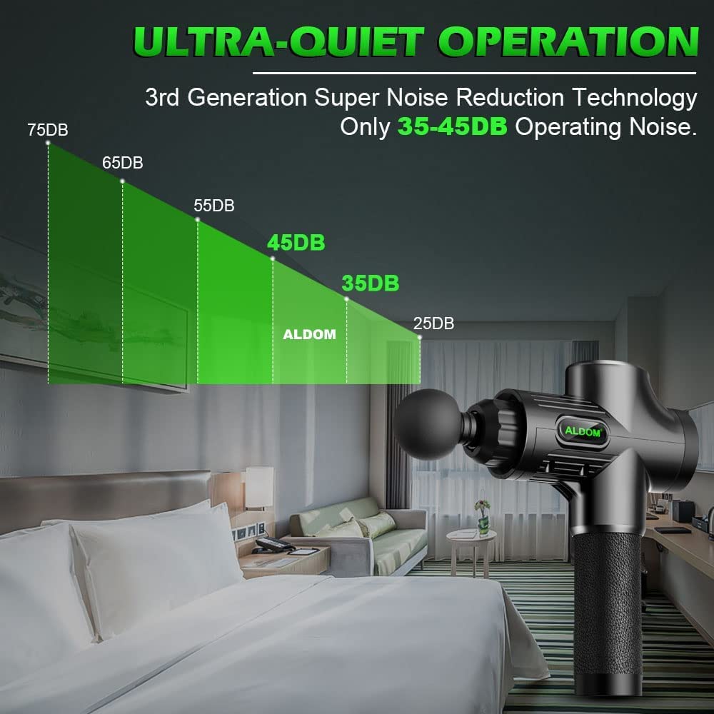 Pistolet de Massage Musculaire ALDOM Appareil de Massage Masseur de Muscle Profond Avec 30 Niveaux Réglables 6 Têtes de Massage et l'Écran LCD Soulager Douleurs et Raideurs Visiter la boutique ALDOM