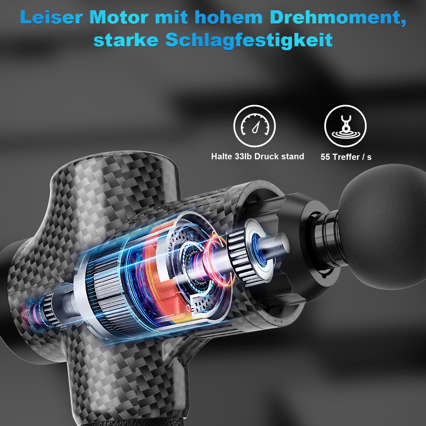 Pistola de masaje, dispositivo de masaje muscular, pistola de masaje eléctrica, pistola de masaje con 30 velocidades, 6 cabezales de masaje, pantalla táctil LCD