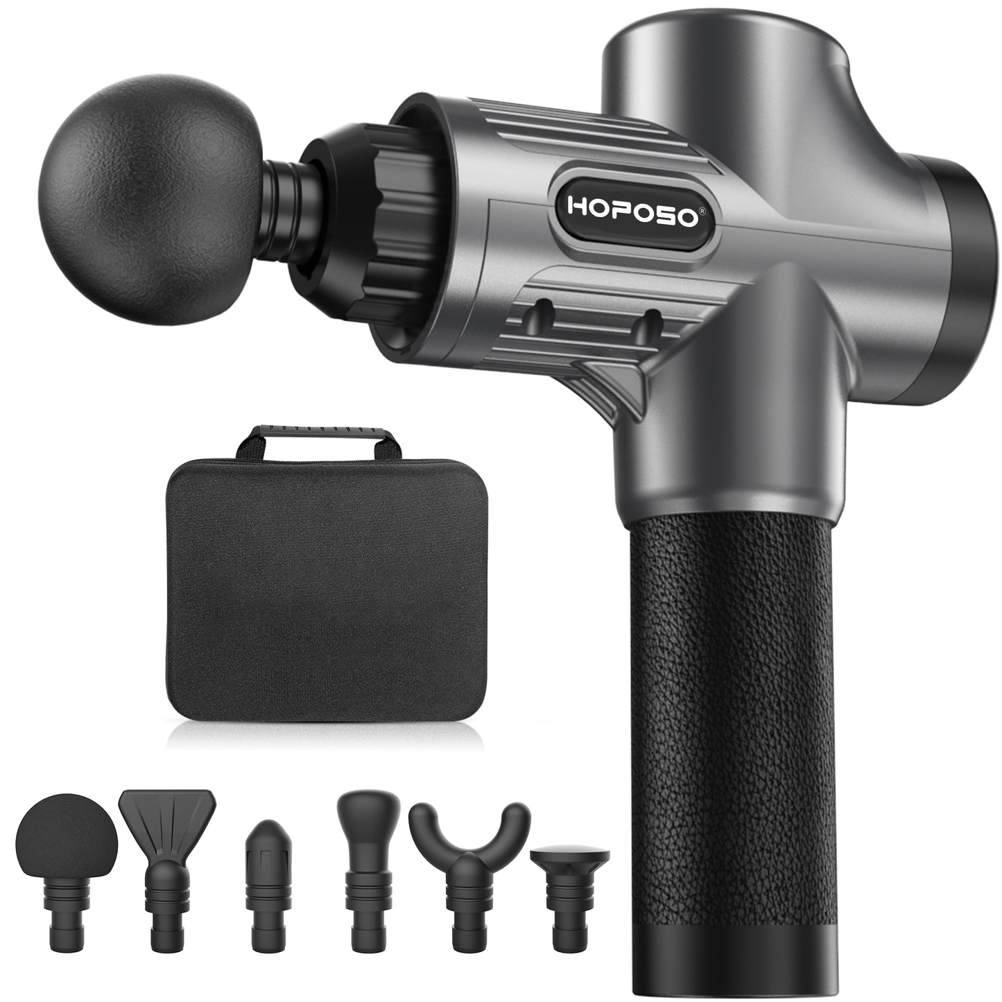 Massagepistole Massagegerät Elektrisches Massage Gun Massage Pistole mit 30 Geschwindigkeiten 6 Massageköpfen Große Batteriekapazität und USB C Ladeanschluss bis zu 4800 U/min (Silver Grau)