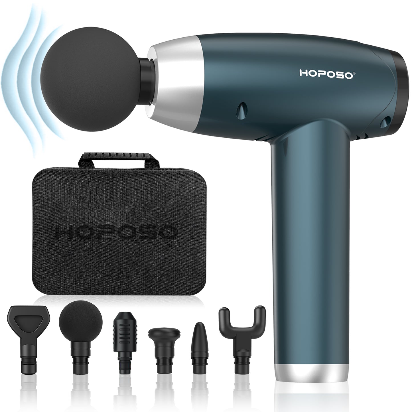 Pistola de Masaje Muscular, Eléctrica Masajeador de Músculos de Tejido Profundo con 30 Velocidades, 6 Cabezales de Masaje Massage Gun(Azul)