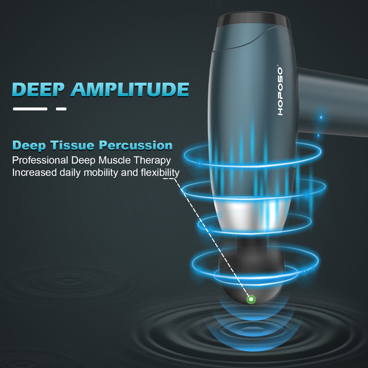 Pistola de Masaje Muscular, Eléctrica Masajeador de Músculos de Tejido Profundo con 30 Velocidades, 6 Cabezales de Masaje Massage Gun(Azul)