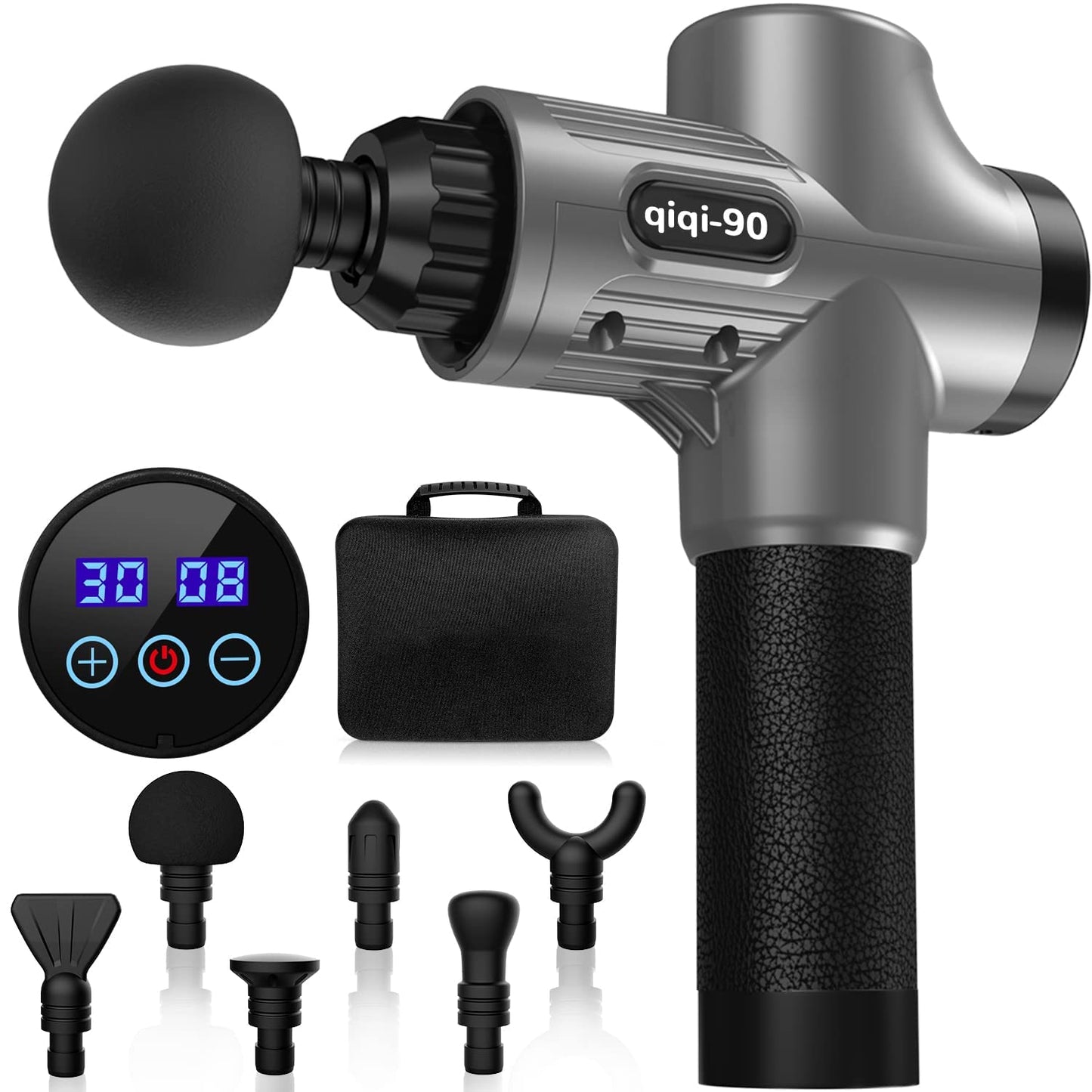 Massagepistole, Professionelles Massage Gun Massagegerät bis zu 4800U/min, 30 Geschwindigkeiten Massage Pistole Muskel Massagegerät mit 6 MassageKöpfe Masagegäret Pistole für Nacken Schulter Rücken