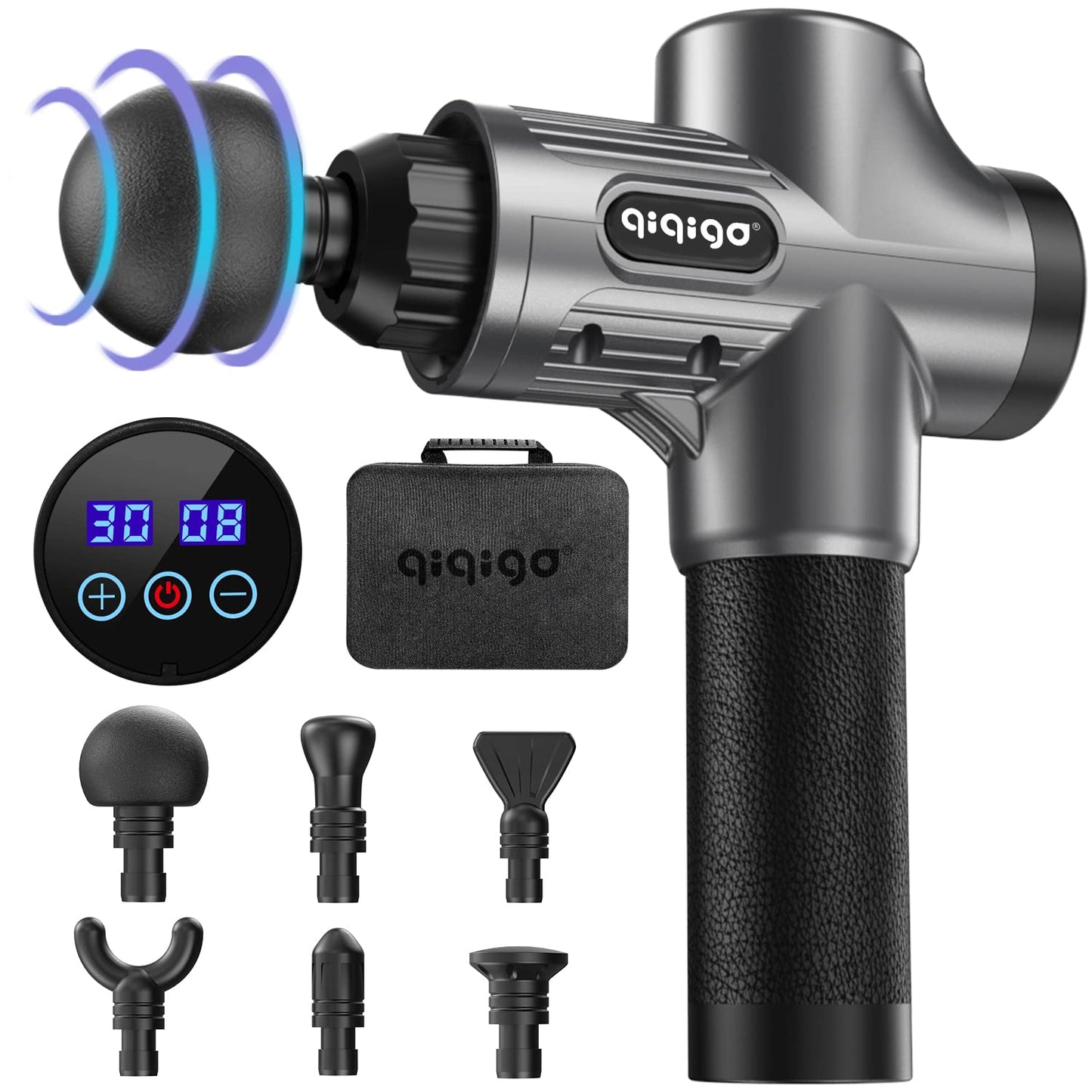 Massagepistole, Massagepistole Massagegerät bis zu 4800U/min Massage Pistole, Muskel Massage Gun Muskelmassagegerät mit LCD-Anzeige Tiefenmassag mit 6 Massageköpfen