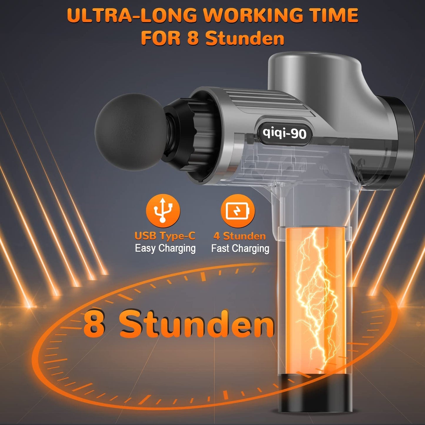 Massagepistole, Professionelles Massage Gun Massagegerät bis zu 4800U/min, 30 Geschwindigkeiten Massage Pistole Muskel Massagegerät mit 6 MassageKöpfe Masagegäret Pistole für Nacken Schulter Rücken