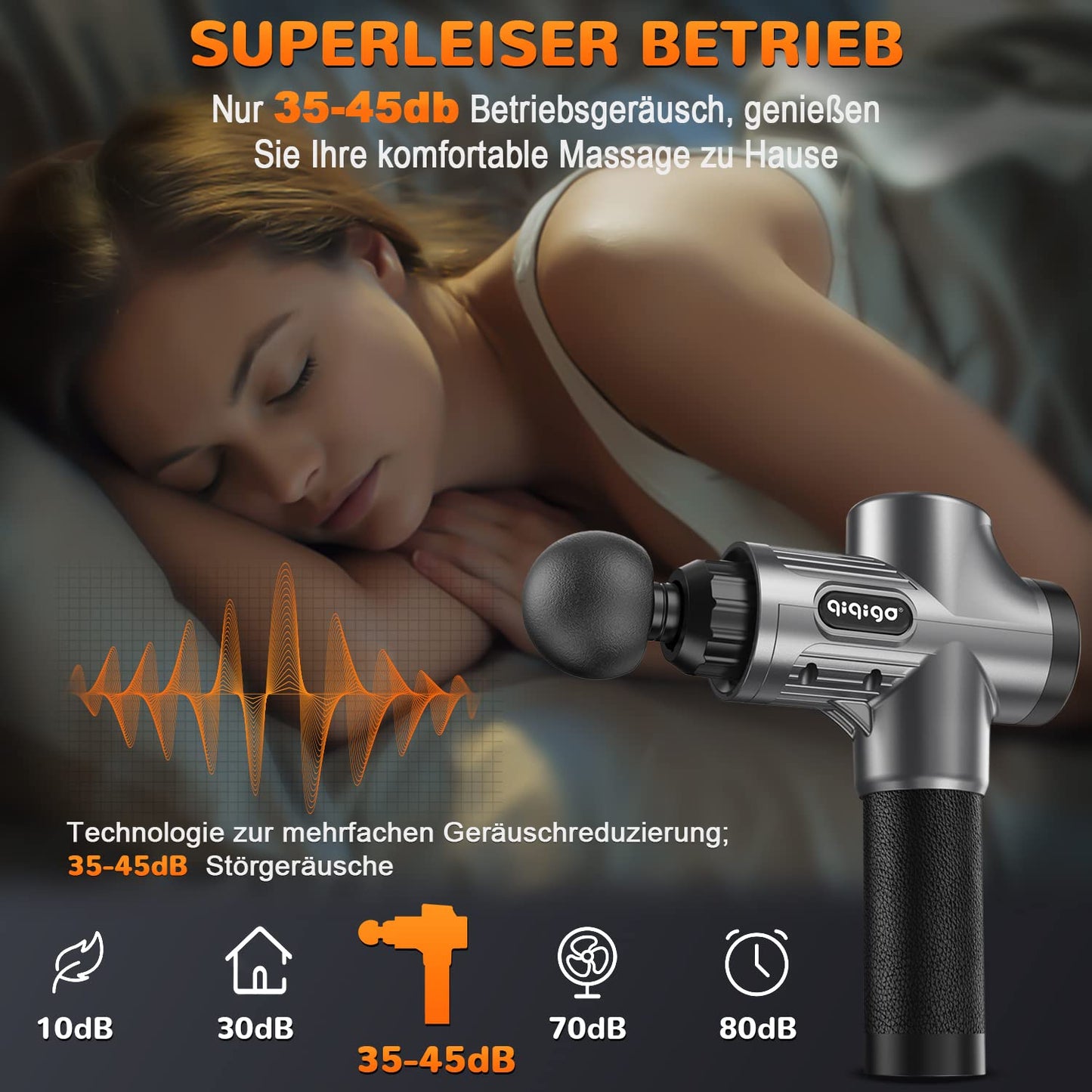 Massagepistole, Massagepistole Massagegerät bis zu 4800U/min Massage Pistole, Muskel Massage Gun Muskelmassagegerät mit LCD-Anzeige Tiefenmassag mit 6 Massageköpfen