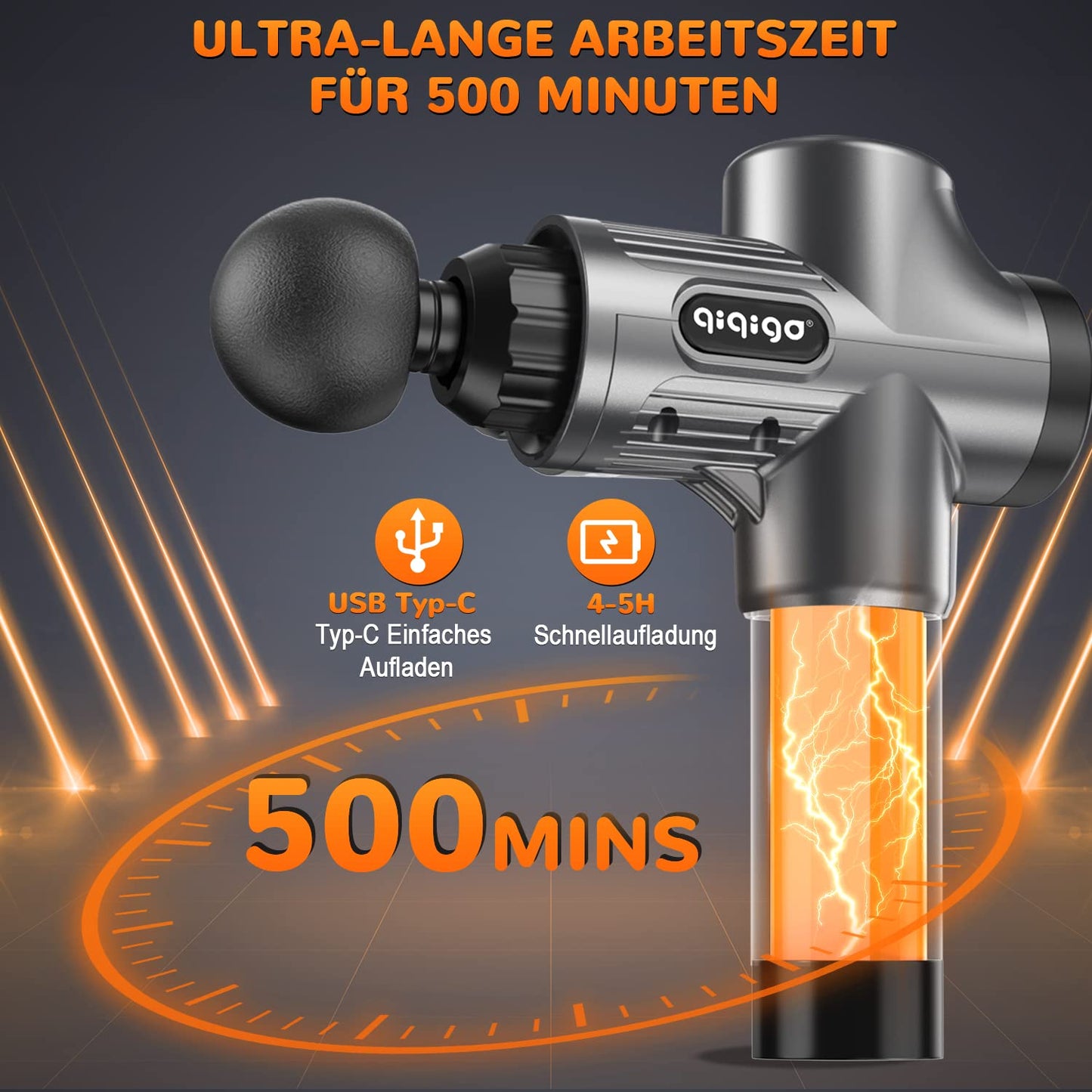 Massagepistole, Massagepistole Massagegerät bis zu 4800U/min Massage Pistole, Muskel Massage Gun Muskelmassagegerät mit LCD-Anzeige Tiefenmassag mit 6 Massageköpfen