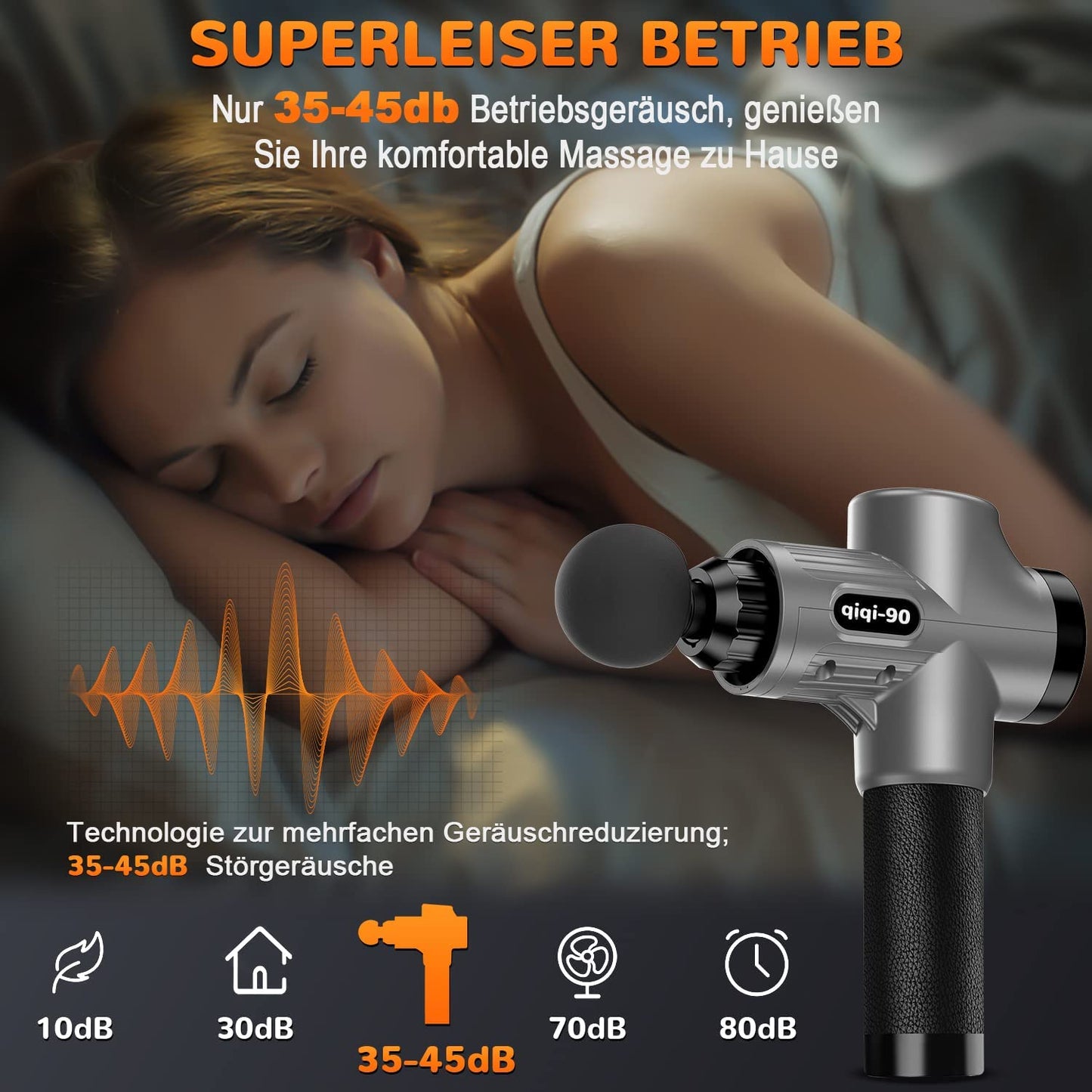 Massagepistole, Professionelles Massage Gun Massagegerät bis zu 4800U/min, 30 Geschwindigkeiten Massage Pistole Muskel Massagegerät mit 6 MassageKöpfe Masagegäret Pistole für Nacken Schulter Rücken