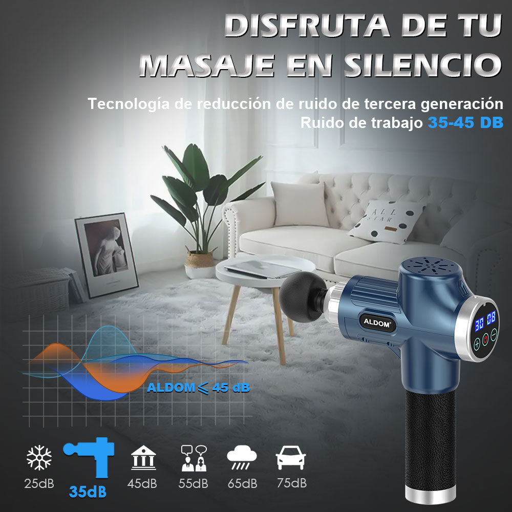 Pistola Massaggio Muscolare, ALDOM Pistola Massaggiante Muscolo Profondo Tessuto 30 Velocità Pistola Massaggiatore 48000 RPM Portatile Massage Gun per Muscoli con 8 Testine e Ricarica USB-C