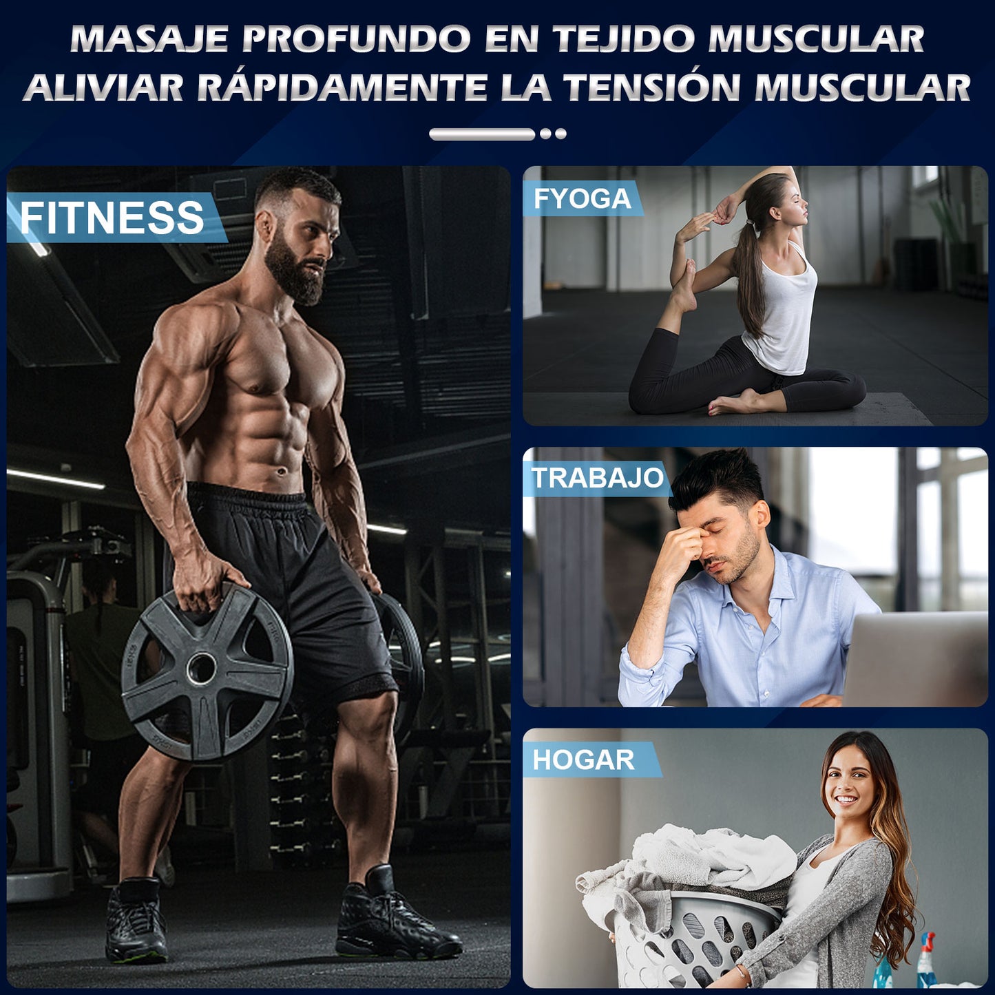 ALDOM Pistola de Masaje Muscular, Pistola Masaje Masajeadora Muscular de Tejido Profundo 30 Niveles Ajustables, Masajeador Eléctrico de Músculos Carga Tipo-C y 6 Cabezales Massage Gun