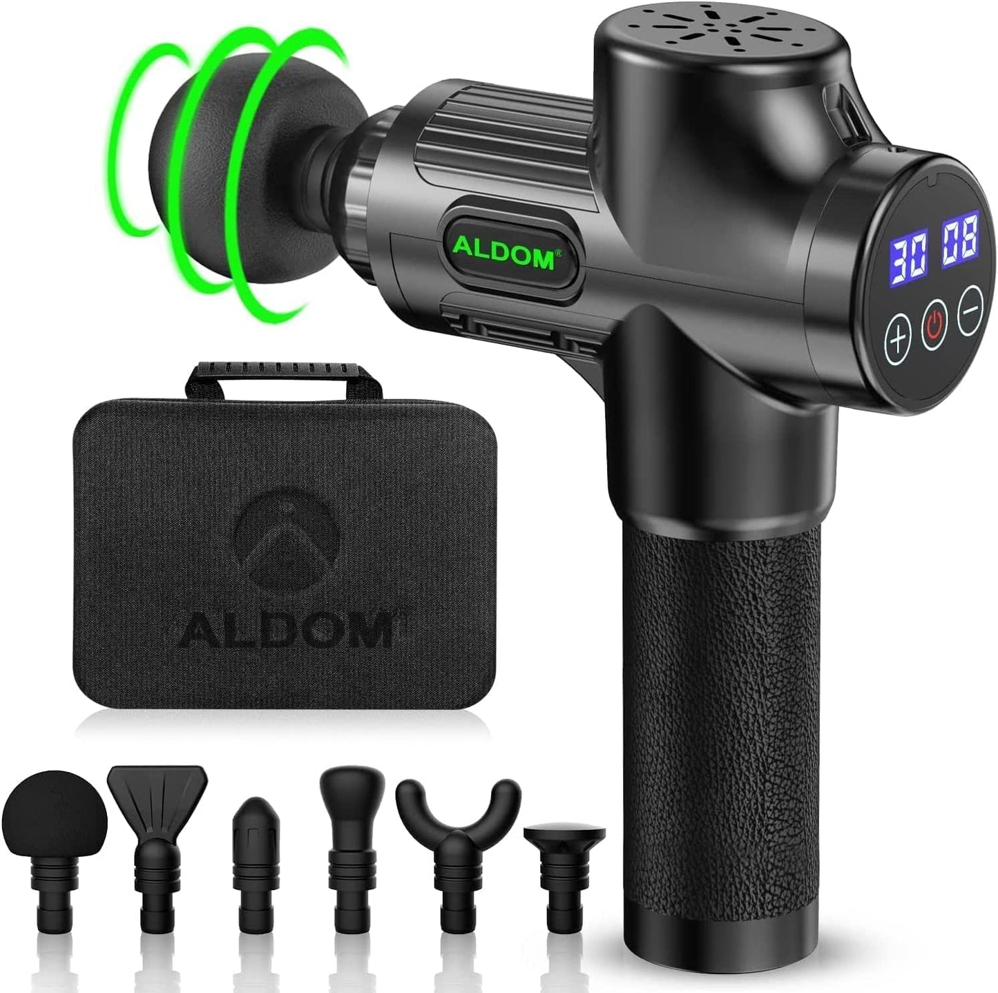 Pistolet de Massage Musculaire ALDOM Appareil de Massage Masseur de Muscle Profond Avec 30 Niveaux Réglables 6 Têtes de Massage et l'Écran LCD Soulager Douleurs et Raideurs Visiter la boutique ALDOM