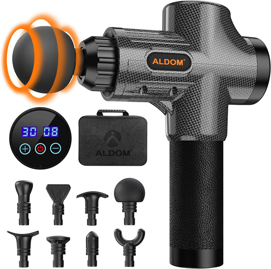 Massage Gun, Deep Tissue Massage Gun Handheld Body Massagers Muscle Massager with 8 Massage Heads 30 Speed Level for Shoulder Leg Back Pain Relief Super Quiet