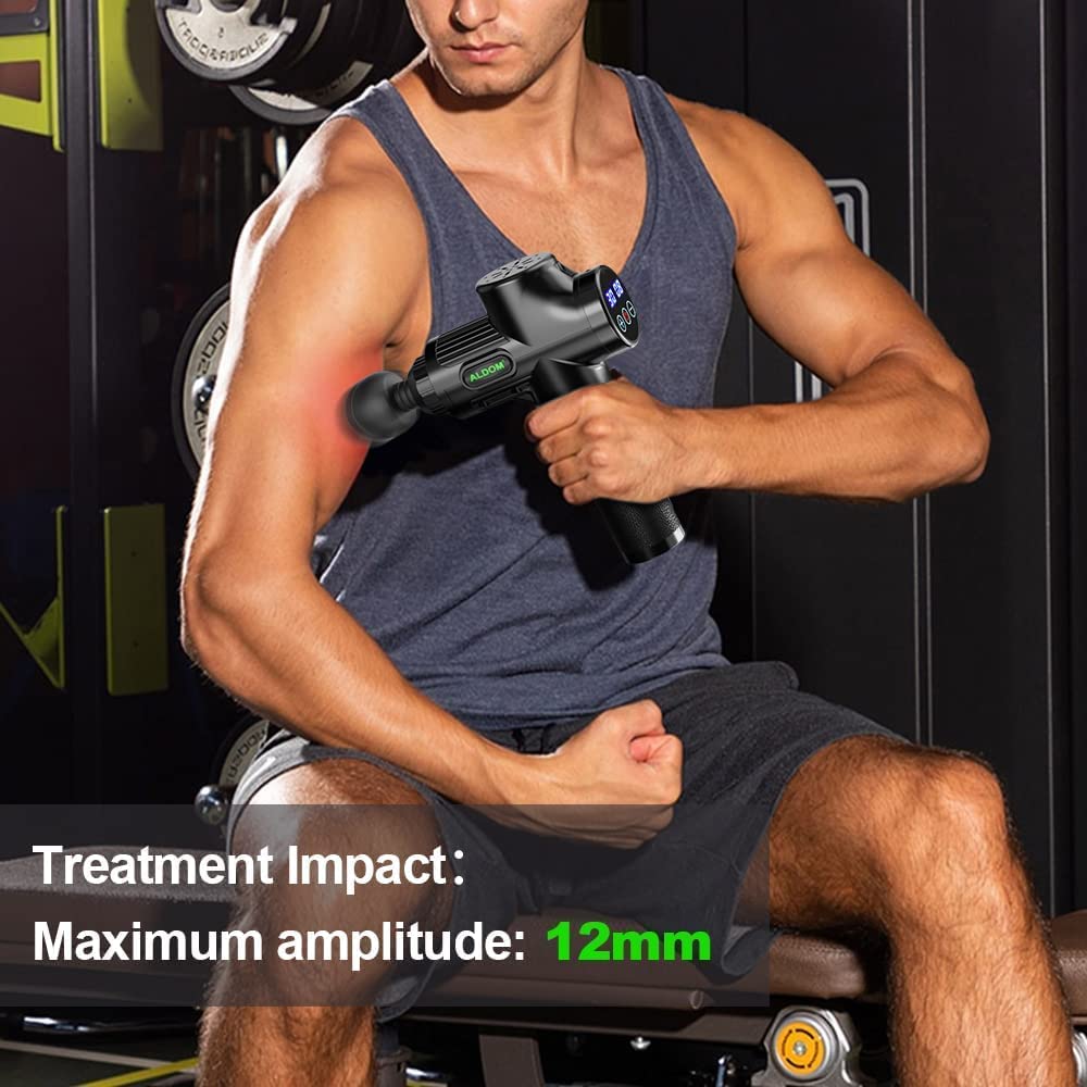 Massage Gun, ALDOM Massage Gun Deep Tissue 30 Speeds Handheld Muscle Massage Gun Deep Tissue Muscle Massager Percussion Massager with 8 Heads Powerful Muscle Gun for Athletes, Back Neck Massager, Max 4800RMP USB C Charging