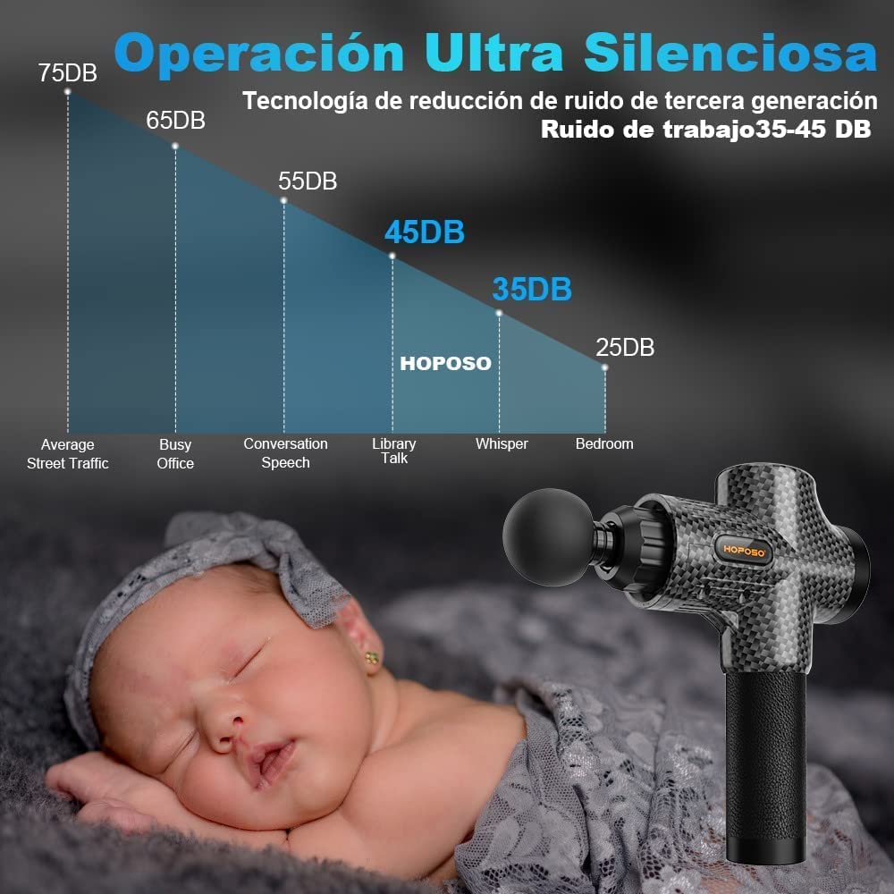 Pistola de Masaje Muscular, Eléctrica Masajeador de Músculos de Tejido Profundo Hasta 4800 RPM, 30 Velocidades, 8 Cabezales de Masaje, Pantalla LCD Táctil, Carga Tipo-C(Negro Carbón)