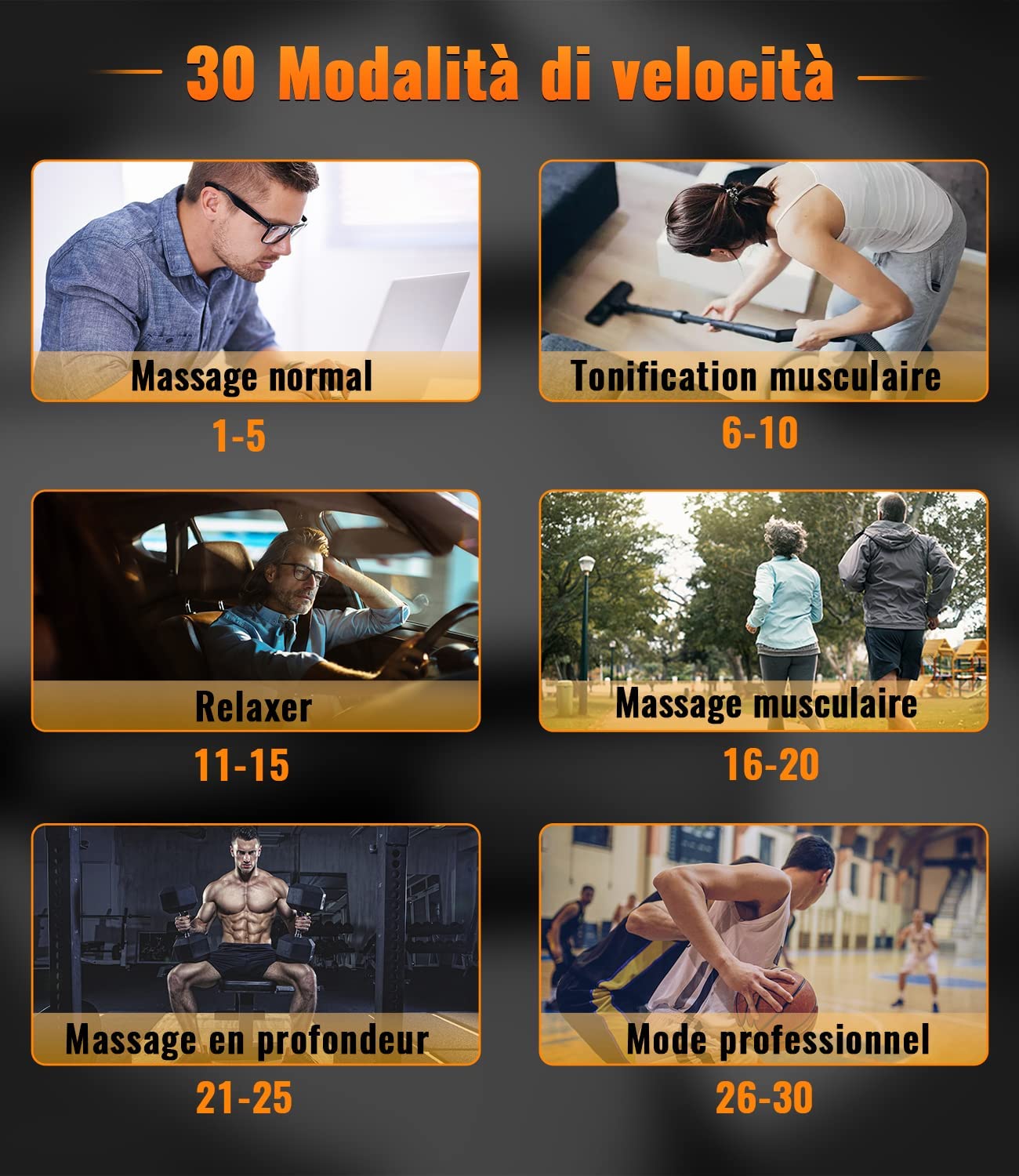 Pistolet de Massage Musculaire ALDOM Appareil de Massage Masseur de Muscle Profonds avec 30 Niveaux Réglables, 6 Têtes de Massage et l'Écran LCD Pour Soulager Douleurs et Raideurs Musculaires