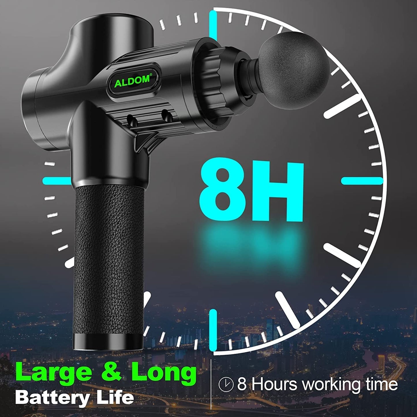Massage Gun, ALDOM Massage Gun Deep Tissue 30 Speeds Handheld Muscle Massage Gun Deep Tissue Muscle Massager Percussion Massager with 8 Heads Powerful Muscle Gun for Athletes, Back Neck Massager, Max 4800RMP USB C Charging
