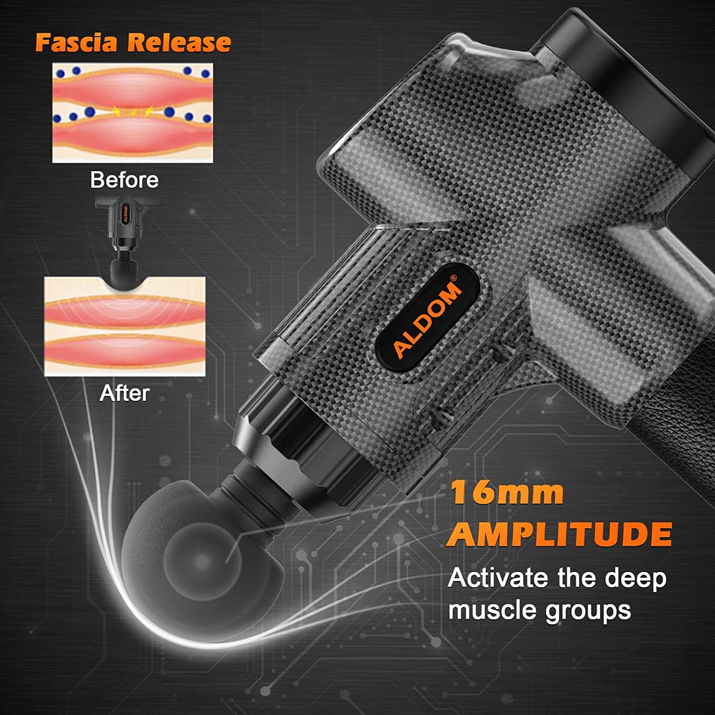 Massage Gun, Deep Tissue Massage Gun Handheld Body Massagers Muscle Massager with 8 Massage Heads 30 Speed Level for Shoulder Leg Back Pain Relief Super Quiet