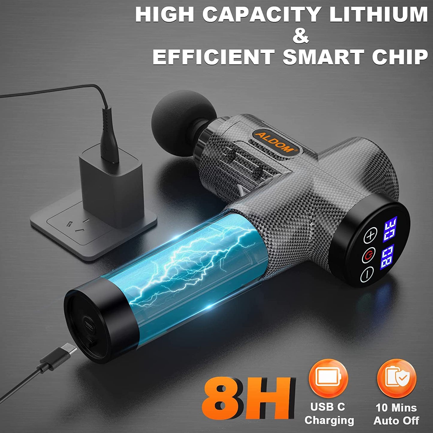 Massage Gun, Deep Tissue Massage Gun Handheld Body Massagers Muscle Massager with 8 Massage Heads 30 Speed Level for Shoulder Leg Back Pain Relief Super Quiet