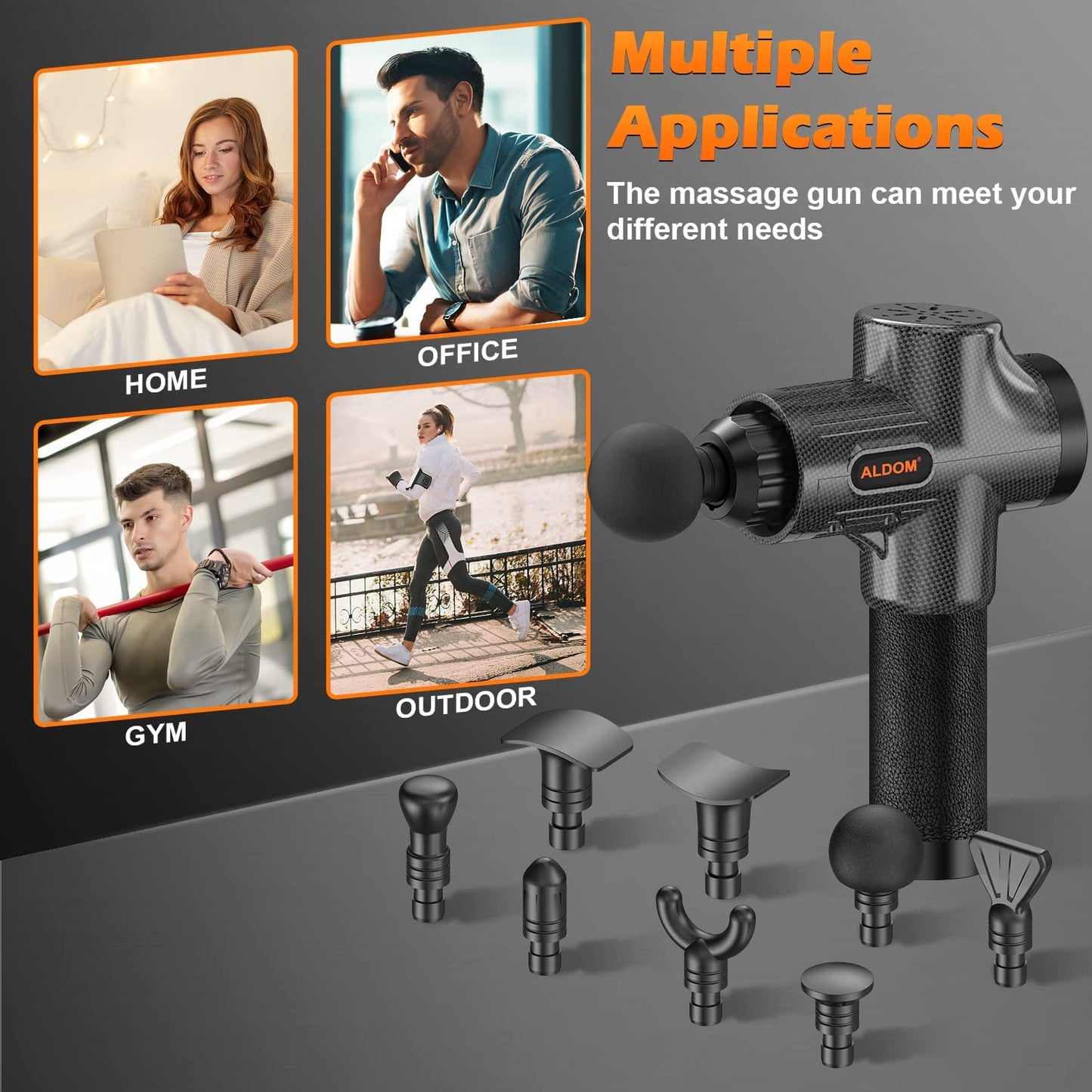Massage Gun, Deep Tissue Massage Gun Handheld Body Massagers Muscle Massager with 8 Massage Heads 30 Speed Level for Shoulder Leg Back Pain Relief Super Quiet