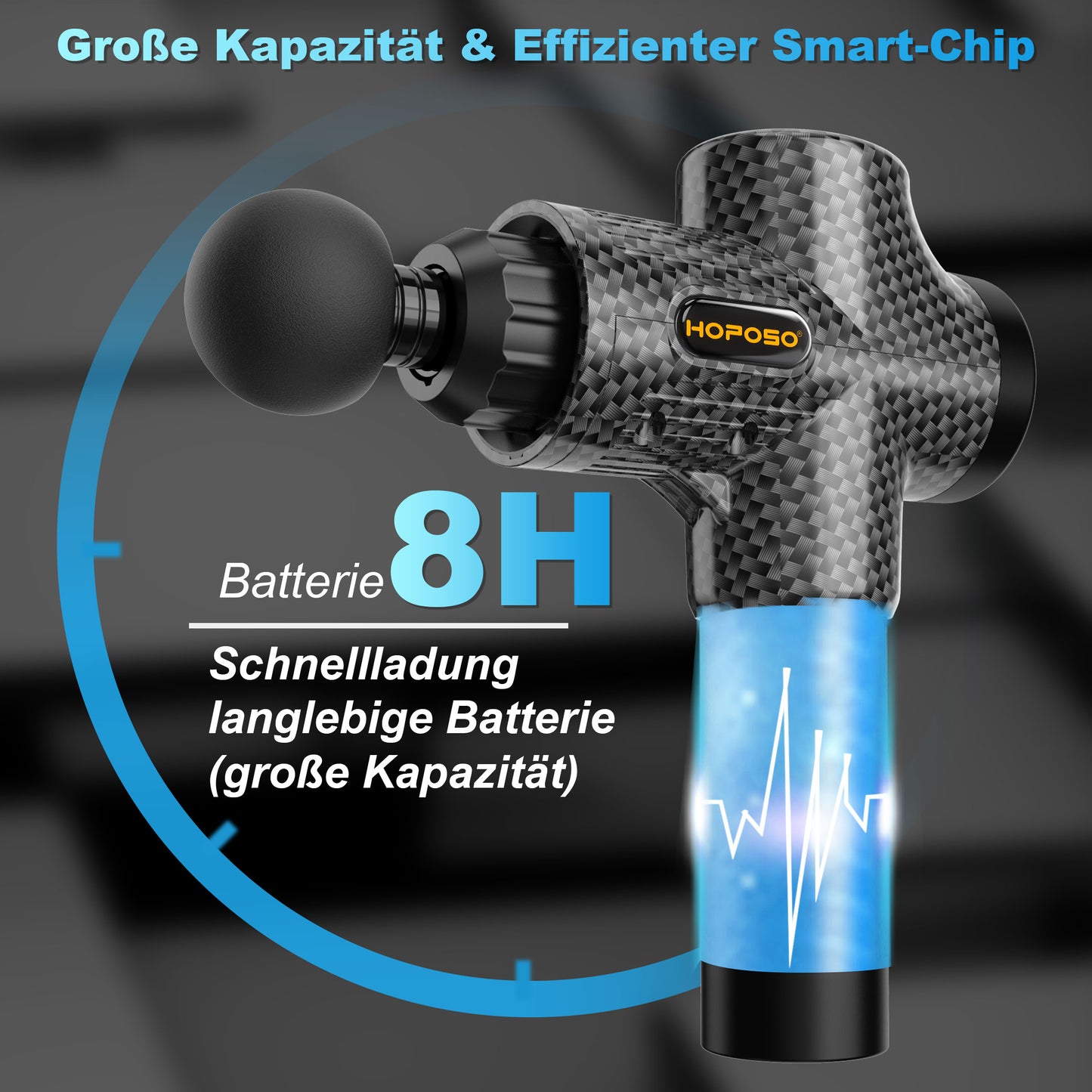 Massagepistole Massagegerät Elektrisches HOPOSO Massage Gun mit 30 Geschwindigkeiten 6 Massageköpfen Große Batteriekapazität und USB C Ladeanschluss bis zu 4800 U/min Massage Pistole(Kohlenschwarz)