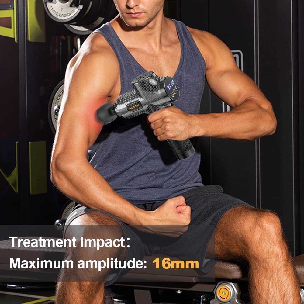 Massage Gun, Deep Tissue Massage Gun Handheld Electric Body Massagers Muscle Massager 8 Massage Heads Massage Device Muscle Massage Gun Massager Gun for Athletes Shoulder Leg Back Pain Relief&Relax Super Quiet 30 Speed Level Max 4800RMP USB C Charging