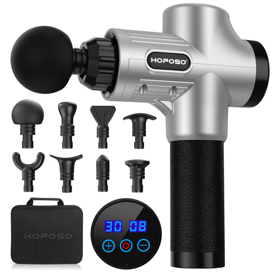 Massage Gun, HOPOSO Deep Tissue Massager Muscle Massage Gun with 4800RPM 30 Speeds, Powerful Percussion Massager Gun with 8 Massage Heads, Pain Relief Recovery, Athlete, Sports, Fitness, Gifts