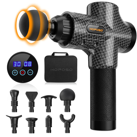 Massage Gun, HOPOSO Massage Gun Deep Tissue Muscle Massager, Professional Handheld Muscle Massage Gun Percussion Muscle Gun for Muscle Recovery with 8 Massage Heads 30 Speed Gifts for Men Women