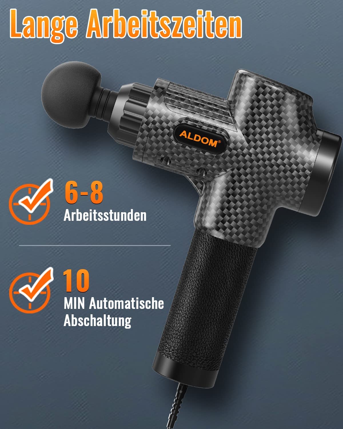 Pistola Massaggio Muscolare, ALDOM Pistola Massaggiante Muscolo Profondo Tessuto 30 Velocità Pistola Massaggiatore a Percussione Dei Tessuti Profondi Portatile Massage Gun per Muscoli con 8 Testine