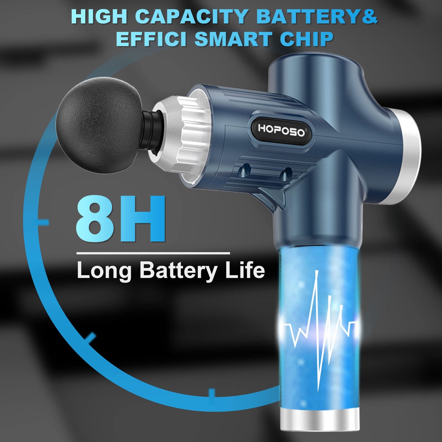 Massage Gun, HOPOSO Deep Tissue Muscle Massager 30 Speeds 4800RPM, Professional Electric Massager with 8 Massage Heads, Large Capacity USB C Charging Massage Gun Sports Massager Gifts for Men Women