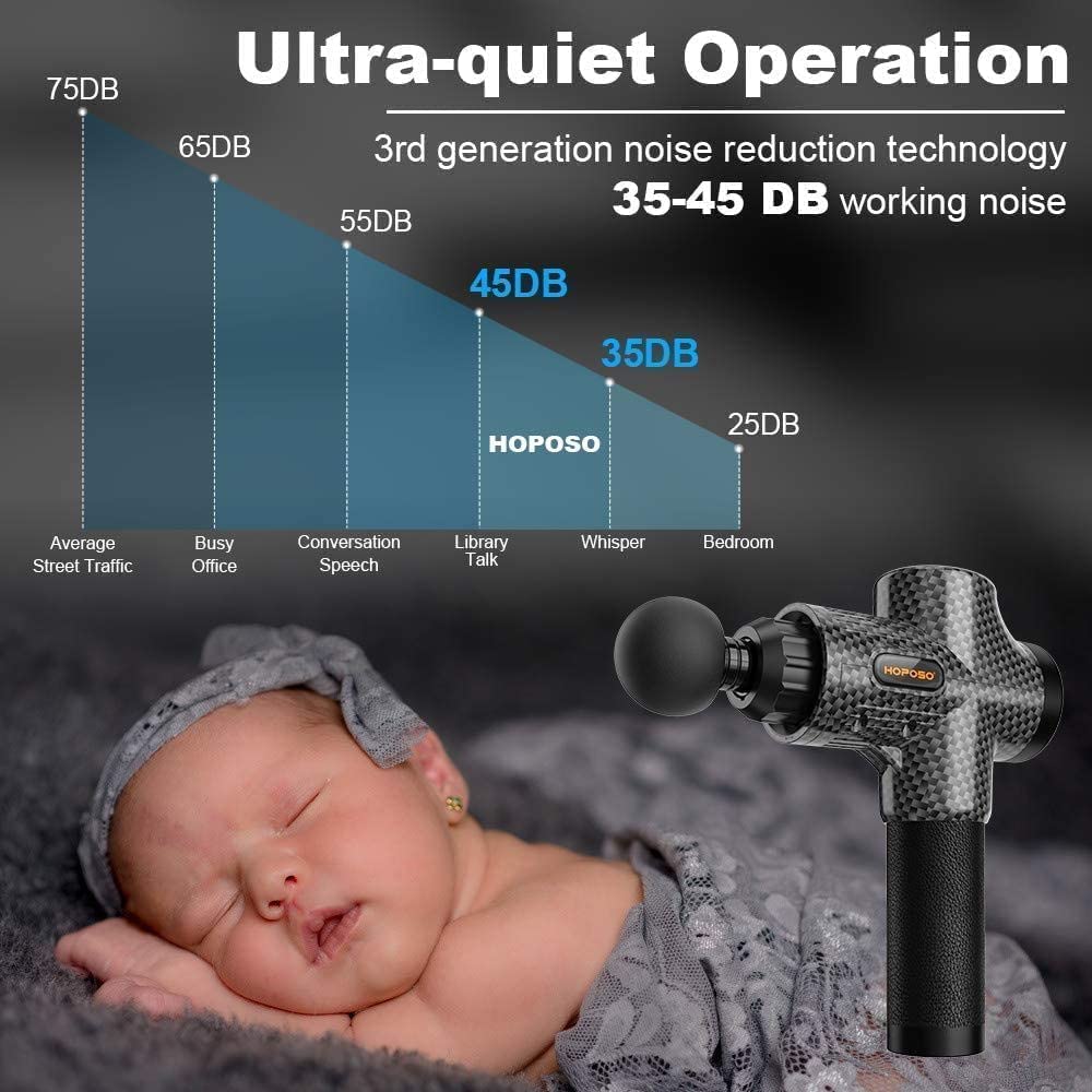 Massage Gun, HOPOSO Massage Gun Deep Tissue Muscle Massager, Professional Handheld Muscle Massage Gun Percussion Muscle Gun for Muscle Recovery with 8 Massage Heads 30 Speed Gifts for Men Women